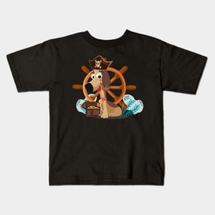 dog sailor pirate captain treasure gold Kids T-Shirt